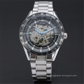 Men Automatic Mechanical Watch Winner 015 Men Silver Stainless Steel Watches Fashion Skeleton Steampunk Male Clocks